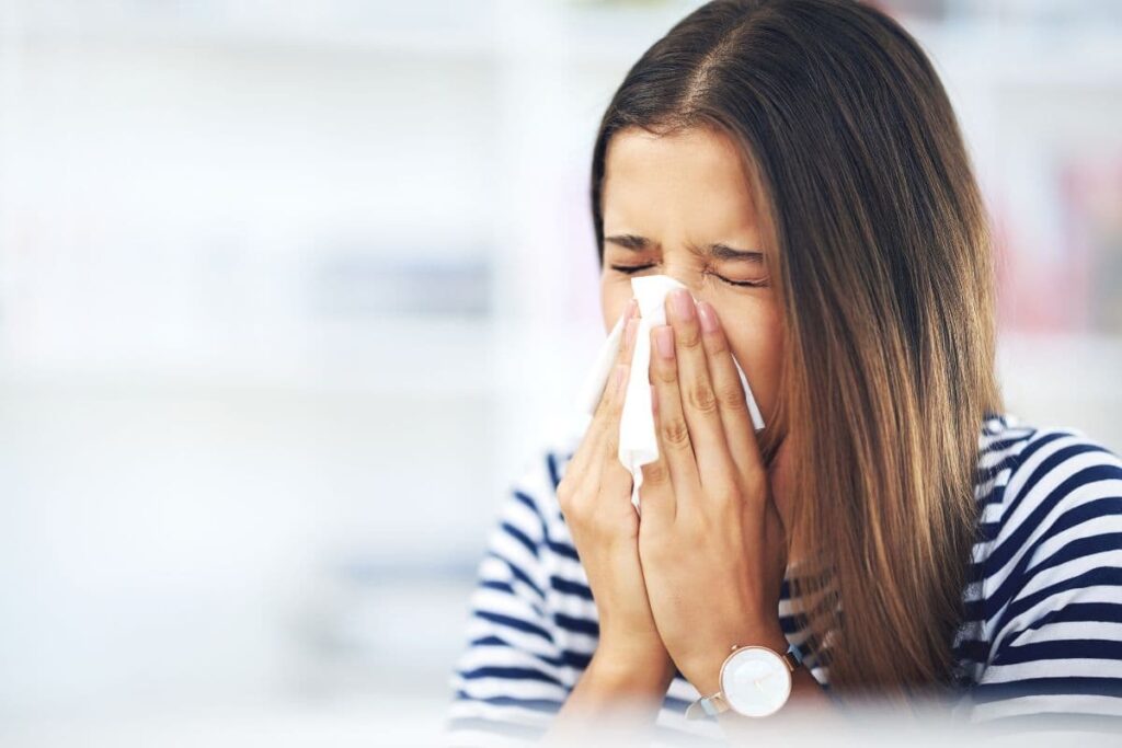 A Woman Suffering from Allergies