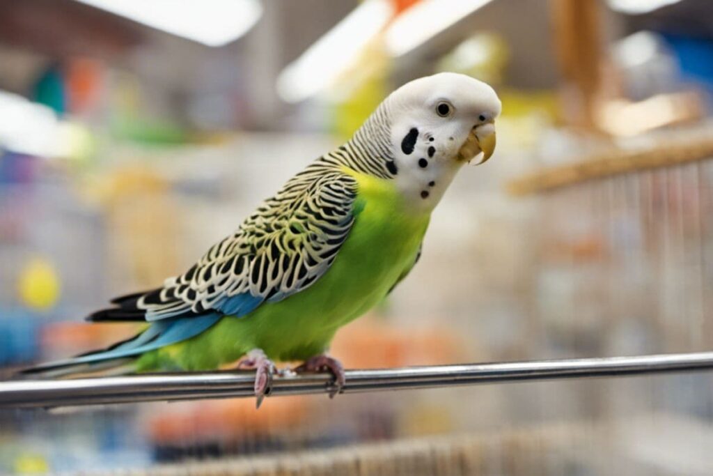 A Budgie in a Pet Shop